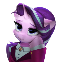 Size: 1000x1000 | Tagged: safe, artist:vensual99, imported from derpibooru, starlight glimmer, pony, unicorn, bored, bust, collaboration, collaboration:choose your starlight, eyebrows, female, frown, headmare starlight, hoof on cheek, lidded eyes, mare, simple background, solo, starlight glimmer is not amused, tired, transparent background, unamused