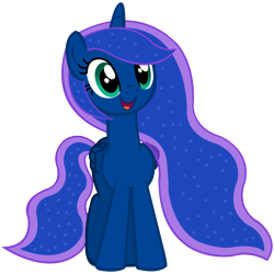 Size: 8000x8000 | Tagged: safe, artist:laszlvfx, imported from derpibooru, princess luna, alicorn, pony, absurd resolution, base used, cute, female, folded wings, front view, full body, hooves, horn, lunabetes, mare, open mouth, open smile, show accurate, simple background, smiling, solo, standing, tail, transparent background, wings