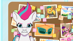 Size: 1023x574 | Tagged: safe, imported from derpibooru, screencap, hitch trailblazer, pipp petals, zipp storm, earth pony, pegasus, pony, spoiler:tyts01e12, angry, female, g5, mare, my little pony: tell your tale, photo, sunglasses, the game is ahoof, unamused