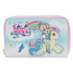 Size: 1500x1500 | Tagged: safe, imported from derpibooru, megan williams, skydancer, bird, human, pegasus, pony, bow, dream castle, duo, female, g1, loungefly, merchandise, official, riding a pony, tail, tail bow