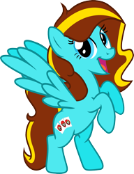 Size: 1179x1538 | Tagged: safe, artist:vector-brony, imported from derpibooru, oc, oc only, oc:ilovekimpossiblealot, pegasus, pony, female, full body, hooves, mare, open mouth, open smile, pegasus oc, rearing, show accurate, simple background, smiling, solo, spread wings, tail, transparent background, two toned mane, two toned tail, vector, wings