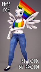 Size: 1080x1920 | Tagged: safe, artist:senthaurekmern, imported from derpibooru, alicorn, anthro, plantigrade anthro, 3d, commission, female, pride, pride flag, pride month, solo, source filmmaker, your character here