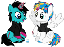 Size: 1642x1210 | Tagged: safe, artist:lightningbolt, derpibooru exclusive, imported from derpibooru, part of a set, pegasus, pony, unicorn, .svg available, as it is, awsten knight, clothes, crack shipping, duo, duo male, dyed mane, dyed tail, ear piercing, eyeliner, eyeshadow, frown, gay, glowing, glowing horn, happy, heterochromia, hoof polish, horn, horn piercing, horseshoes, jewelry, long sleeves, magic, makeup, male, nail polish, necklace, nose piercing, open mouth, patty walters, piercing, ponified, raised hoof, shipping, shirt, show accurate, simple background, sitting, spread wings, stallion, svg, t-shirt, tail, tattoo, transparent background, undershirt, vector, waterparks, wings