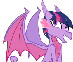 Size: 1280x1079 | Tagged: safe, artist:ponygamer2020, imported from derpibooru, twilight sparkle, dragon, colored wings, cute, dragon wings, dragoness, dragonified, ear fluff, female, grin, hair, horn, looking at you, multicolored wings, simple background, smiling, smiling at you, solo, species swap, transparent background, twiabetes, twilidragon, vector, wings