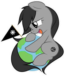 Size: 1487x1753 | Tagged: safe, artist:theuser28282, imported from derpibooru, oc, oc only, earth pony, anarchist, drool, planet, simple background, solo, transparent background