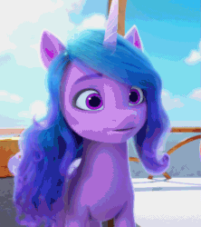 Size: 957x1080 | Tagged: safe, imported from derpibooru, screencap, izzy moonbow, pony, unicorn, spoiler:my little pony: make your mark, absurd file size, absurd gif size, animated, cute, female, g5, gif, izzybetes, mare, my little pony: make your mark, nope, pondering, thinking