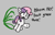 Size: 256x162 | Tagged: safe, artist:wenni, sweetie belle, pony, unicorn, aggie.io, female, filly, implied applebloom, mare, open mouth, raised hoof, simple background, talking, tentacles, yelling