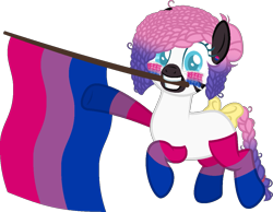 Size: 1157x897 | Tagged: safe, artist:yeetmedownthestairs, imported from derpibooru, oc, oc only, oc:zuri sambo, zebra, bisexual pride flag, bow, clothes, commission, cute, ear piercing, earring, face paint, grin, jewelry, mouth hold, piercing, pride, pride flag, pride month, raised hoof, raised leg, simple background, smiling, socks, solo, striped socks, tail, tail bow, transparent background, ych result, zebra oc