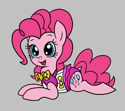 Size: 440x391 | Tagged: safe, artist:horsepen, pinkie pie, earth pony, pony, aggie.io, bow, clothes, female, leotard, mare, open mouth, simple background, smiling