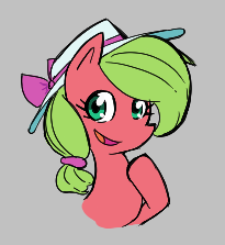 Size: 205x223 | Tagged: safe, oc, oc only, pony, aggie.io, female, hat, lowres, mare, raised hoof, simple background, smiling