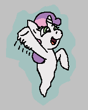 Size: 175x217 | Tagged: safe, sweetie belle, ghost, pony, undead, unicorn, aggie.io, female, filly, lowres, mare, open mouth, simple background, smiling, waving