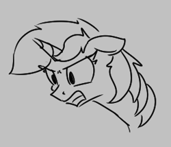 Size: 277x237 | Tagged: safe, lyra heartstrings, pony, unicorn, aggie.io, angry, female, gritted teeth, lowres, mare, monochrome, simple background