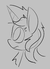 Size: 175x242 | Tagged: safe, lyra heartstrings, pony, unicorn, aggie.io, female, looking up, lowres, mare, monochrome, simple background