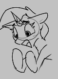 Size: 119x162 | Tagged: safe, lyra heartstrings, pony, unicorn, aggie.io, female, lowres, mare, monochrome, screaming, simple background