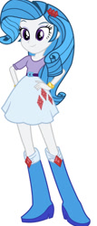 Size: 458x1066 | Tagged: safe, artist:thehumanboywonder, imported from derpibooru, rarity, human, equestria girls, belt, boots, clothes, clothes swap, hand on hip, high heel boots, palette swap, recolor, shirt, shoes, simple background, skirt, solo, white background