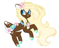 Size: 3200x2600 | Tagged: safe, artist:purplegrim40, imported from derpibooru, oc, oc only, deer, deer pony, original species, pony, flower, flower in hair, simple background, solo, white background