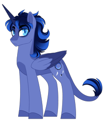 Size: 2200x2600 | Tagged: safe, artist:purplegrim40, imported from derpibooru, oc, oc only, alicorn, pony, alicorn oc, base used, colored wings, horn, interspecies offspring, male, offspring, parent:oc:magnus, parent:princess luna, parents:canon x oc, simple background, stallion, transparent background, two toned wings, wings