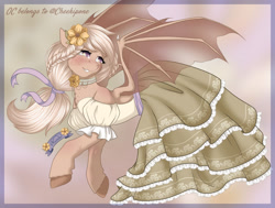 Size: 1024x774 | Tagged: safe, artist:nuumia, imported from derpibooru, oc, bat pony, pony, clothes, dress, female, mare, solo