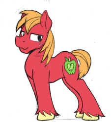 Size: 1244x1364 | Tagged: safe, artist:sefastpone, imported from derpibooru, big macintosh, earth pony, pony, colored sketch, male, missing accessory, simple background, solo, stallion, white background