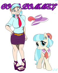 Size: 2248x2840 | Tagged: safe, artist:holdenwolfart, imported from derpibooru, coco pommel, earth pony, human, pony, human paradox, human ponidox, humanized, self paradox, self ponidox, simple background, smiling, solo, transparent background