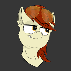 Size: 900x900 | Tagged: safe, artist:rapid9, imported from derpibooru, pony, bust, commission, glasses, gray background, simple background, smiling, solo, ych result