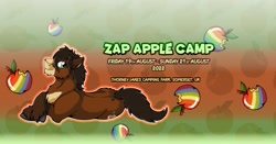 Size: 2500x1307 | Tagged: safe, artist:zapappcamp, imported from derpibooru, oc, oc:sam, apple, food, solo, zap apple, zap apple camp