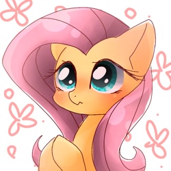 Size: 768x768 | Tagged: safe, artist:namaenonaipony, imported from derpibooru, fluttershy, pony, cute, female, mare, shyabetes, simple background, solo, white background