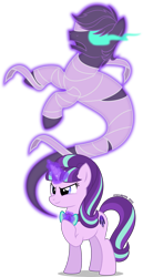 Size: 1949x3763 | Tagged: safe, artist:stellardusk, imported from derpibooru, double diamond, starlight glimmer, earth pony, ghost, pony, undead, unicorn, alternate cutie mark, crossover, disney, glowing, glowing eyes, glowing horn, horn, magic, open mouth, oracle coven, s5 starlight, show accurate, simple background, solo, the owl house, transparent background