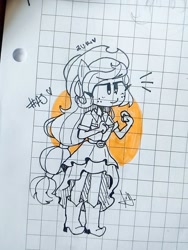 Size: 768x1024 | Tagged: safe, artist:zuki, imported from derpibooru, applejack, human, equestria girls, applejack's hat, clothes, cowboy hat, female, graph paper, hat, irl, solo, traditional art