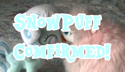 Size: 660x380 | Tagged: safe, imported from derpibooru, oc, oc only, oc:fluffle puff, oc:snowdrop, earth pony, original species, pegasus, pony, female, fluffle puff plushie, irl, kissing, lesbian, mare, misspelling, photo, plushie, shipping, snowpuff, text, tongue out, toy, wings, youtube link