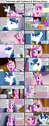 Size: 1282x3304 | Tagged: safe, edit, edited screencap, imported from derpibooru, screencap, princess cadance, princess flurry heart, rainbow dash, shining armor, alicorn, crystal pony, pegasus, pony, unicorn, comic:celestia's servant interview, caption, comic, crown, crystallized, female, filly, foal, gift wrapped, jewelry, male, mare, present, regalia, screencap comic, stallion, text