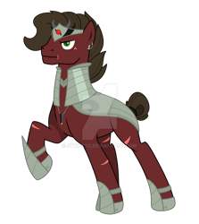 Size: 1920x2154 | Tagged: safe, artist:stxr-esz, imported from derpibooru, oc, earth pony, pony, armor, base used, deviantart watermark, earth pony oc, magical gay spawn, male, obtrusive watermark, offspring, parent:big macintosh, parent:king sombra, parents:sombratosh, scar, simple background, solo, stallion, transparent background, watermark