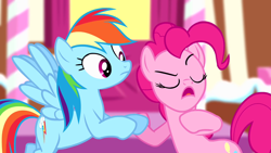 Size: 1280x720 | Tagged: safe, imported from derpibooru, screencap, pinkie pie, rainbow dash, pony, pinkie pride