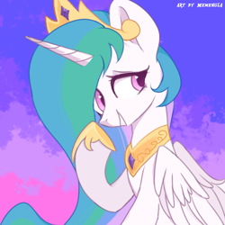 Size: 1280x1280 | Tagged: safe, artist:memengla, imported from derpibooru, part of a set, princess celestia, alicorn, pony, crown, cute, cutelestia, female, jewelry, mare, regalia, solo