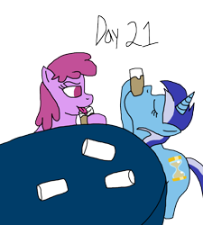 Size: 2000x2222 | Tagged: safe, artist:ktd1993, imported from derpibooru, berry punch, berryshine, minuette, earth pony, pony, unicorn, 21, alcohol, drinking, simple background, transparent background