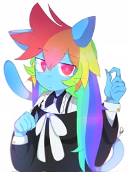 Size: 1536x2048 | Tagged: safe, artist:haichiroo, imported from derpibooru, rainbow dash, cat, human, equestria girls, cat ears, cat tail, catgirl, tail, whiskers