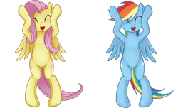 Size: 658x400 | Tagged: safe, artist:rainbow, imported from derpibooru, fluttershy, rainbow dash, pegasus, pony, animated, animated png, bipedal, caramelldansen, cute, dancing, dashabetes, duo, female, loop, mare, shyabetes, simple background, transparent background