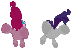 Size: 1280x855 | Tagged: safe, artist:benpictures1, imported from derpibooru, pinkie pie, rarity, earth pony, pony, unicorn, my little pony: the movie, balloonbutt, butt, cute, diapinkes, duo, female, frog (hoof), helmet, inkscape, mare, plot, raribetes, rearity, simple background, transparent background, underhoof, vector