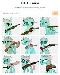 Size: 601x756 | Tagged: safe, imported from derpibooru, ocellus, changedling, changeling, ai content, ai generated, generator:craiyon, gun, rifle, weapon