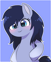 Size: 2788x3400 | Tagged: safe, artist:leo19969525, imported from derpibooru, oc, oc only, earth pony, pony, blue eyes, blushing, cute, hair, mane, ocbetes, simple background, smiling, solo, tail