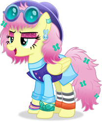 Size: 4338x5224 | Tagged: safe, artist:anime-equestria, imported from derpibooru, fluttershy, pegasus, pony, 1980's, 60s, 70s, 80s, alternate hairstyle, clothes, ear piercing, eyeshadow, fabulous, fashion, female, folded wings, gameloft, hairpin, hat, hoofgazer fluttershy, makeup, mare, piercing, simple background, skirt, socks, solo, sparkles, sunglasses, transparent background, vector, wings, wristband