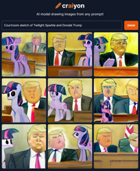 Size: 1144x1399 | Tagged: safe, imported from derpibooru, human, pony, ai content, ai generated, courtroom, donald trump, generator:craiyon, politics, wat