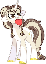 Size: 1306x1829 | Tagged: safe, artist:rickysocks, imported from derpibooru, oc, oc only, pony, unicorn, base used, braid, female, floppy ears, heart, mare, mouth hold, simple background, solo, transparent background