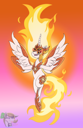 Size: 1174x1807 | Tagged: safe, artist:gray star, imported from derpibooru, daybreaker, alicorn, pony, a royal problem, armor, dream realm, evil, fangs, female, jewelry, mane of fire, mare, regalia, solo