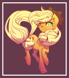 Size: 2650x3000 | Tagged: safe, artist:lakanakana, imported from derpibooru, applejack, earth pony, pony, cute, ear fluff, female, heart, heart eyes, high res, jackabetes, leg fluff, mare, no pupils, one eye closed, solo, wingding eyes