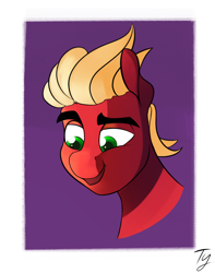 Size: 1500x1900 | Tagged: safe, artist:tyleks, imported from derpibooru, sprout cloverleaf, earth pony, pony, bust, colored, cute, g5, male, my little pony: a new generation, portrait, simple background, smiling, solo, stallion