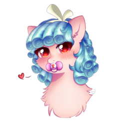 Size: 2112x2124 | Tagged: safe, artist:vaiola, imported from derpibooru, cozy glow, pony, avatar, big eyes, blushing, bust, chest fluff, commission, cute, ear fluff, example, eyebrows, female, floating heart, fluffy, heart, icon, mare, pacifier, portrait, ribbon, shy, simple background, sketch, solo, transparent background, ych result