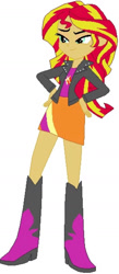 Size: 619x1420 | Tagged: safe, artist:daniel10203040, imported from derpibooru, sunset shimmer, equestria girls, boots, clothes, high heel boots, jacket, shirt, shoes, simple background, skirt, solo, transparent background