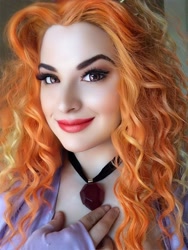 Size: 720x960 | Tagged: safe, artist:shelbeanie, edit, imported from derpibooru, adagio dazzle, human, equestria girls, clothes, cosplay, costume, faceapp, gem, irl, irl human, photo, siren gem, solo