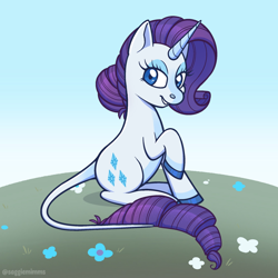 Size: 2000x2000 | Tagged: safe, artist:saggiemimms, imported from derpibooru, rarity, pony, unicorn, leonine tail, solo, tail